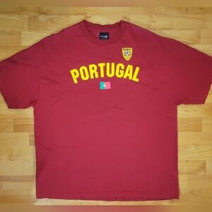 Portugal Soccer T-Shirt Fifth Sun World Class Y2K Spellout logo Red Tee, 2XL